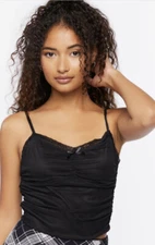 Black Grunge Y2k Mesh Lace Crop Top Forever 21
