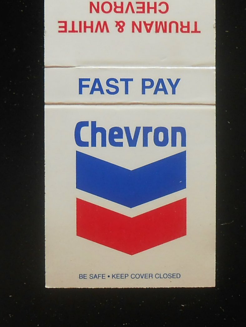 1980s? Truman & White Chevron Gas Key West FL Monroe Co Matchbook
