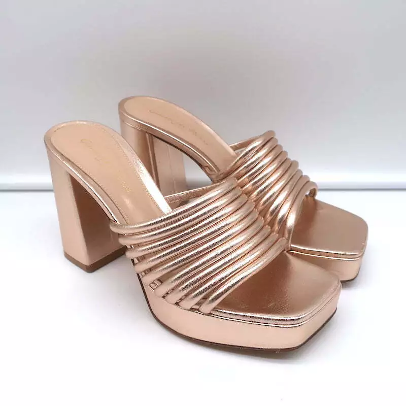 Gianvito Rossi Platform Mule Sandals Lena Rose Gold Metallic