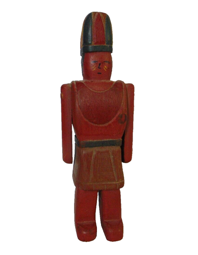 Figurine En Bois Sculpté Art Populaire Amérindien - Signée Karen Rankin 1992, Pièce Unique Vintage