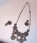 Vintage Choker Metal Disks Matching Pierced Earrings Antiqued Finish Lot 31 — photo 4