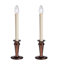 Plow&Hearth traditional adjustable window candles w timer&remote set of 2 Bronze
