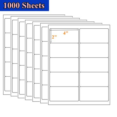 10000 2x4 Adhesive Mailing Postage Shipping Labels 10 Up 1000 Sheet Laser Inkjet