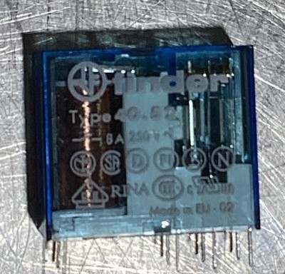 Finder 40.52, 8A, 250V Miniature Relay, Blue, (No Box) NOS Surplus