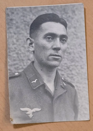 WWII WW2 German Military Photo Luftwaffe Soldier Portrait w Note to brother