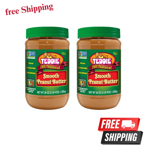 (2 pack) Teddie All Natural Super Chunky Peanut Butter, 36 oz******