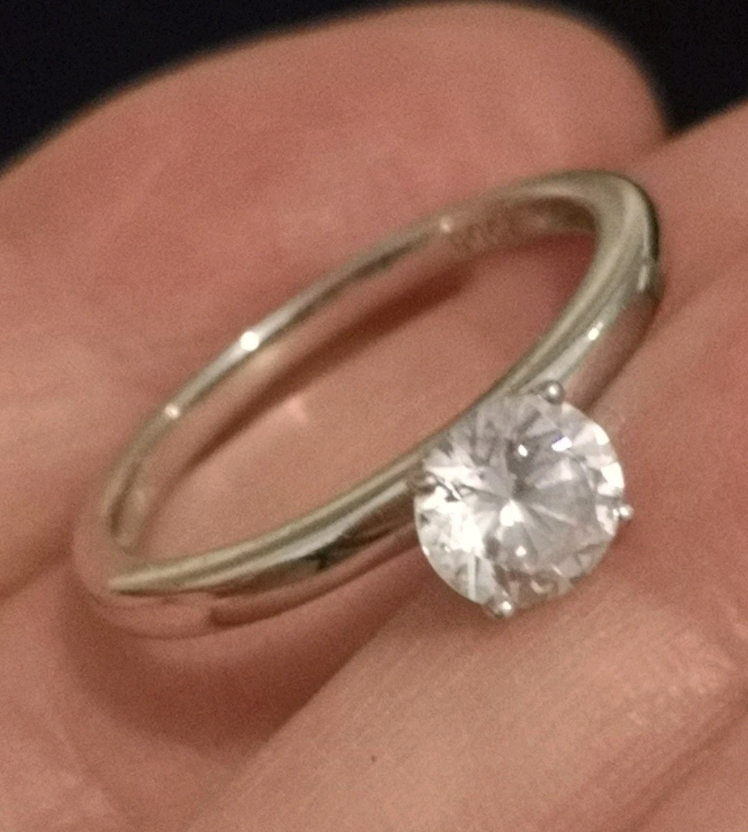 925 Sterling Silver Solitaire Ring  signed DQCZ s… - image 4