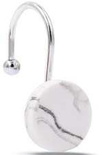 Shower Curtain Hooks Decorative, White Shower Curtain Hooks Rust Proof, Set o...