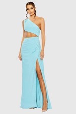 MAC DUGGAL 67937 One Shoulder  Cut Out Jersey Gown Prom Dress Powder Blue 2 NWT