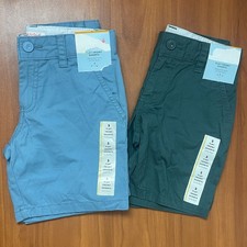 Lot of 2 Cat Jack Boys Size 5 Flat Front Shorts Bundle Blue Green School Casual