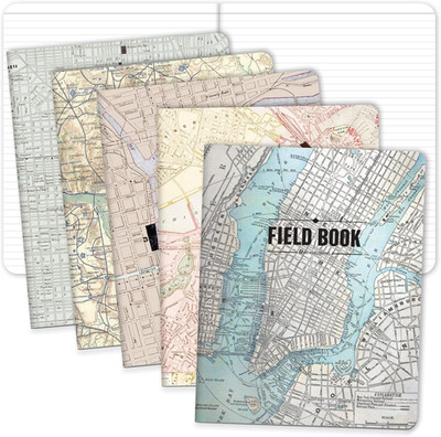 Field Notebook/Journal - 8''X10'' - Maps Covers - Lined - Pack of 5