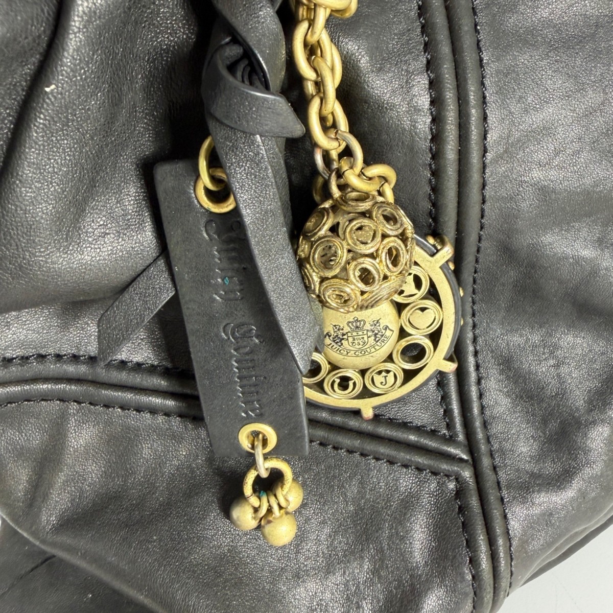 VTG Juicy Couture Y2K Lambskin Leather Oversized Grunge Tote Bag +