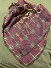 Vintage Polo Ralph Lauren Equestrian Scarf Italy Wool Silk Plaid Tack Fox Hunt