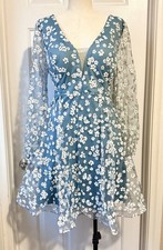 Shein Curve Dress 1XL Belle Plus Ditsy Floral Lace Overlay Bridesmaid Teal Dress