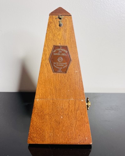 Vintage Seth Thomas Metronome De Maelzel Wind Up Wood Pyramid NICE CONDITION - 第 1/19 張圖片