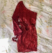 NWT Bebe One Shoulder Sequin Dress Sz Small