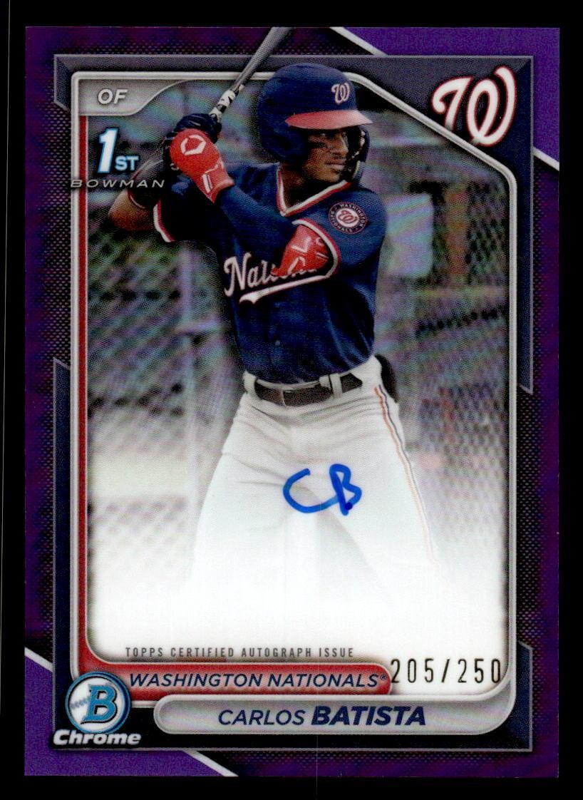 2024 BOWMAN CHROME CARLOS BATISTA 1ST RC AUTOGRAPH PURPLE REF /250 NATIONALS