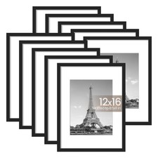 12X16 Picture Frame Set of 10, Display Pictures 8.5X11 with Mat or 12X16 Without