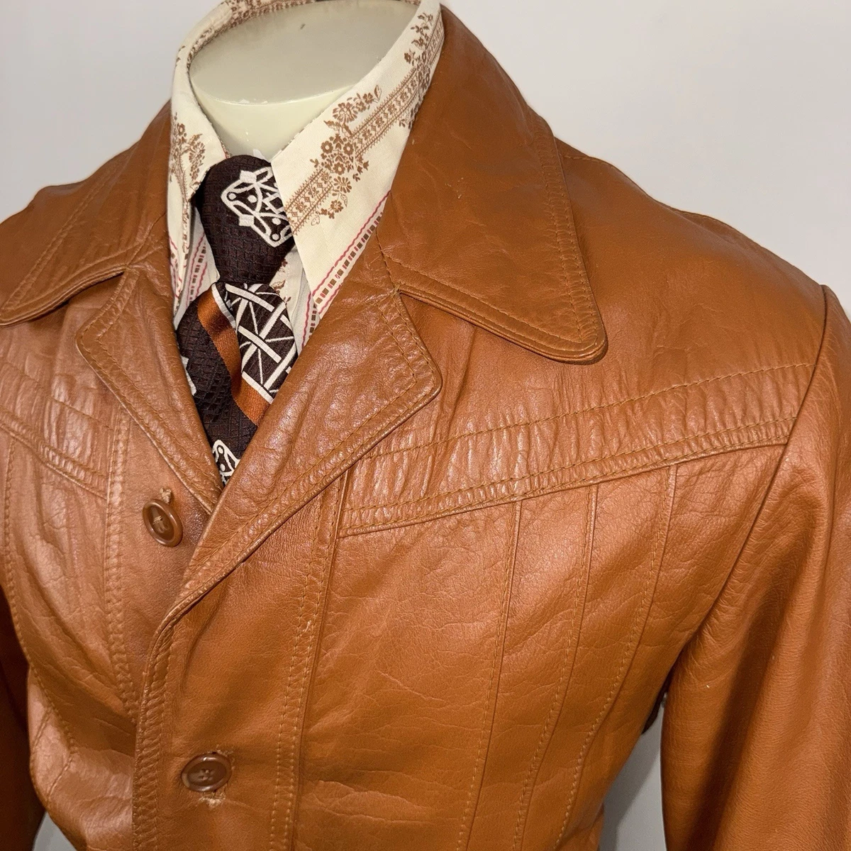Orange Leather Vintage Outerwear Coats & Jackets for Men for sale