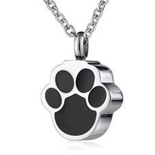 Pet Cat Dog Paw Print Cremation Jewelry for Ashes Wearable Urn Necklace Keepsake