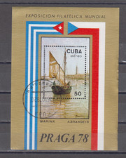 1CUBA :  1978 -   SOUVENIR SHEET - SCOTT #  C300    PRAGA 78 / SAILING