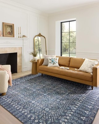 Loloi Rifle Paper Co. Maison MAO-03 Rosette Blue 2'3''x3'9'' Low-Pile Rug