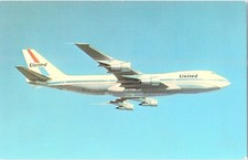 Vintage United Airlines Boeing 747 Airplane Postcard