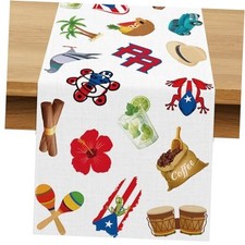 Puerto Rico Table Runner Puerto Rican Birthday Party Pattern-1 13" x 72"