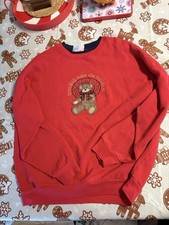 Vtg 90s Christmas Bear Sweatshirt Womens Sz L Red Sequin Ugly Holiday