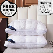 2pcs Queen Pillows Soft Down Alternative Hotel-Style Bedding Set - NEW