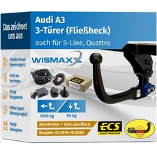 ANHÄNGERKUPPLUNG vert. abnehmbar für Audi A3 8V 16-20 +7polig E-Satz ECS