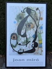 Lg. Vintage JOAN MIRO ‘Man & Woman’ 1966 Tel Aviv Exhibition Screen Print Framed