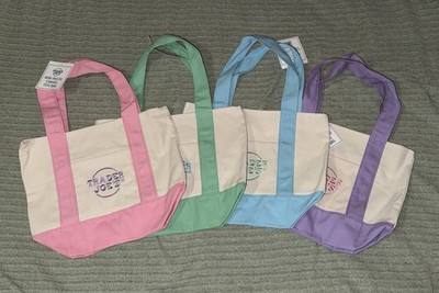 Trader Joe's Mini Pastel Tote Bags Set of 4 Pink/Green/Blue/Purple NWT Free Ship