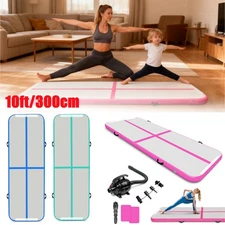 10ft Yoga Air Track Inflatable Training Tumbling Gymnastics Gym Mat with Pump US