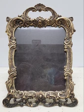 Vintage Rococo Gilt Bronze Easel Back Table Top Picture Frame, c1930s