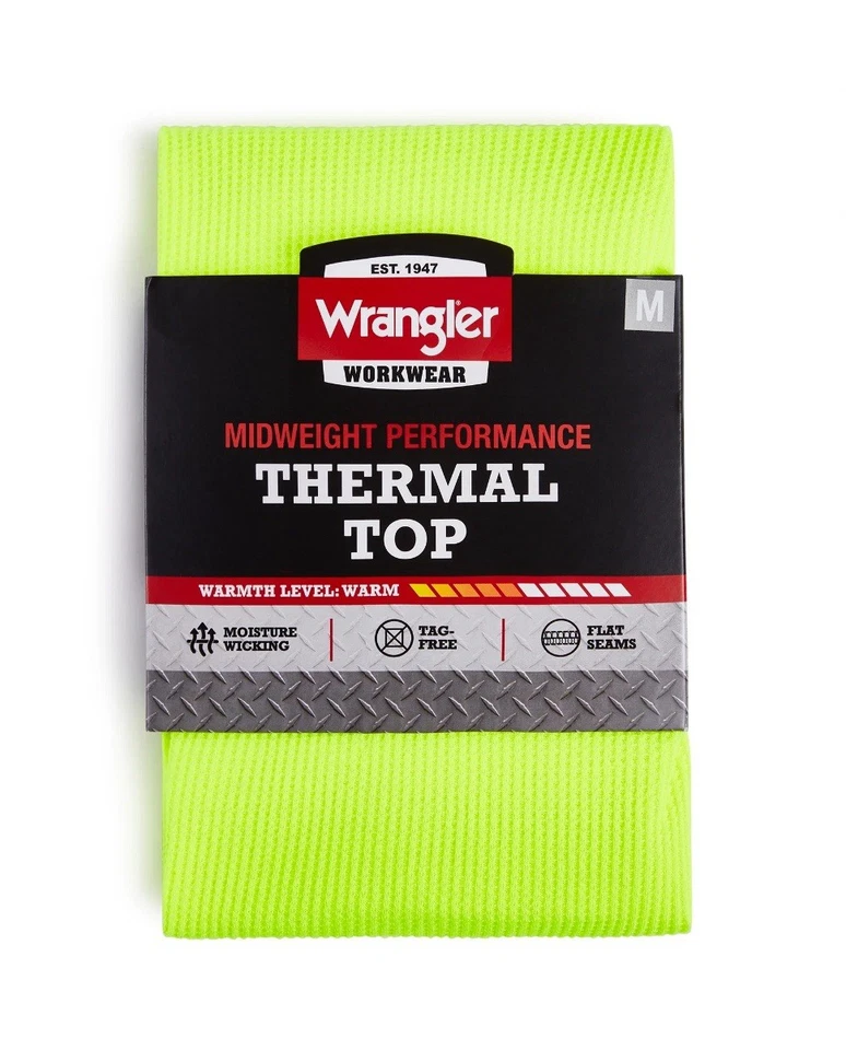 WRANGLER Ropa de Trabajo Para Hombre 2XL Top Térmico Peso Medio Rendimiento Waffle Tejido Amarillo Foto 2 de 4