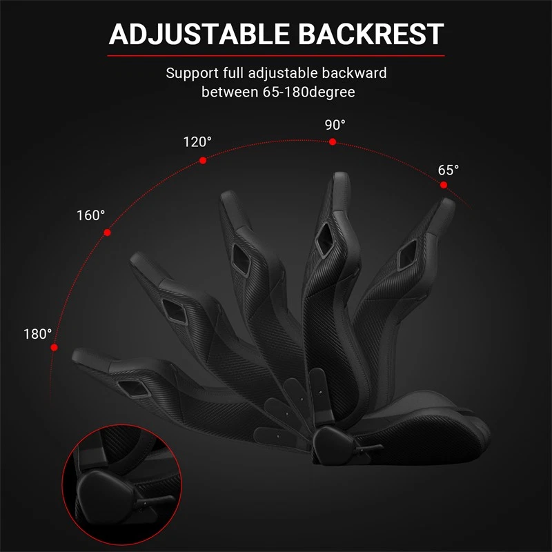 Par de asientos con canastilla de carreras para asientos de carreras reclinables de PVC negro Pontiac Stitch Foto 4 de 4