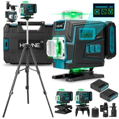 HGLINE 16 Line Laser Level Wasserwaage 4D 360° Kreuzlinienlaser Kit mit Koffer + Stativ