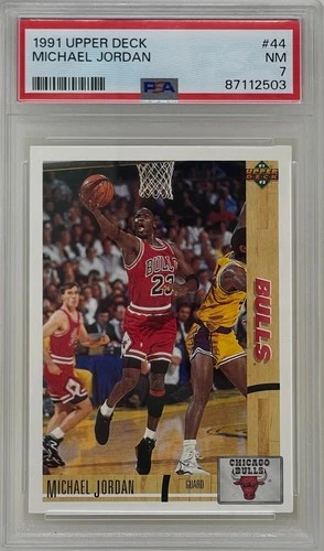 Michael Jordan 1991 Upper Deck Chicago Bulls NBA Basketball Card #44 PSA 7
