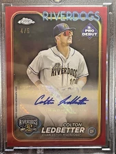 2024 Topps Pro Debut Colton Ledbetter Red Auto /5 AA Prospect Rays #199