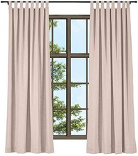 Linen 84 Inch Wide by 96 Inch Long Linen Blend Texture Curtain Tab Room