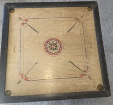 Vintage Carrom Board Jandial & Co India Tournament 33" Wood Game Hand Painted Ra