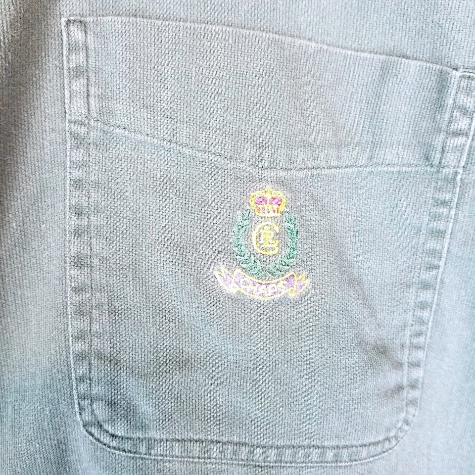 Chaps Ralph Lauren Mens Vintage Shirt L Band Collar Button Up Long Sleeve Green - Image 4 of 4