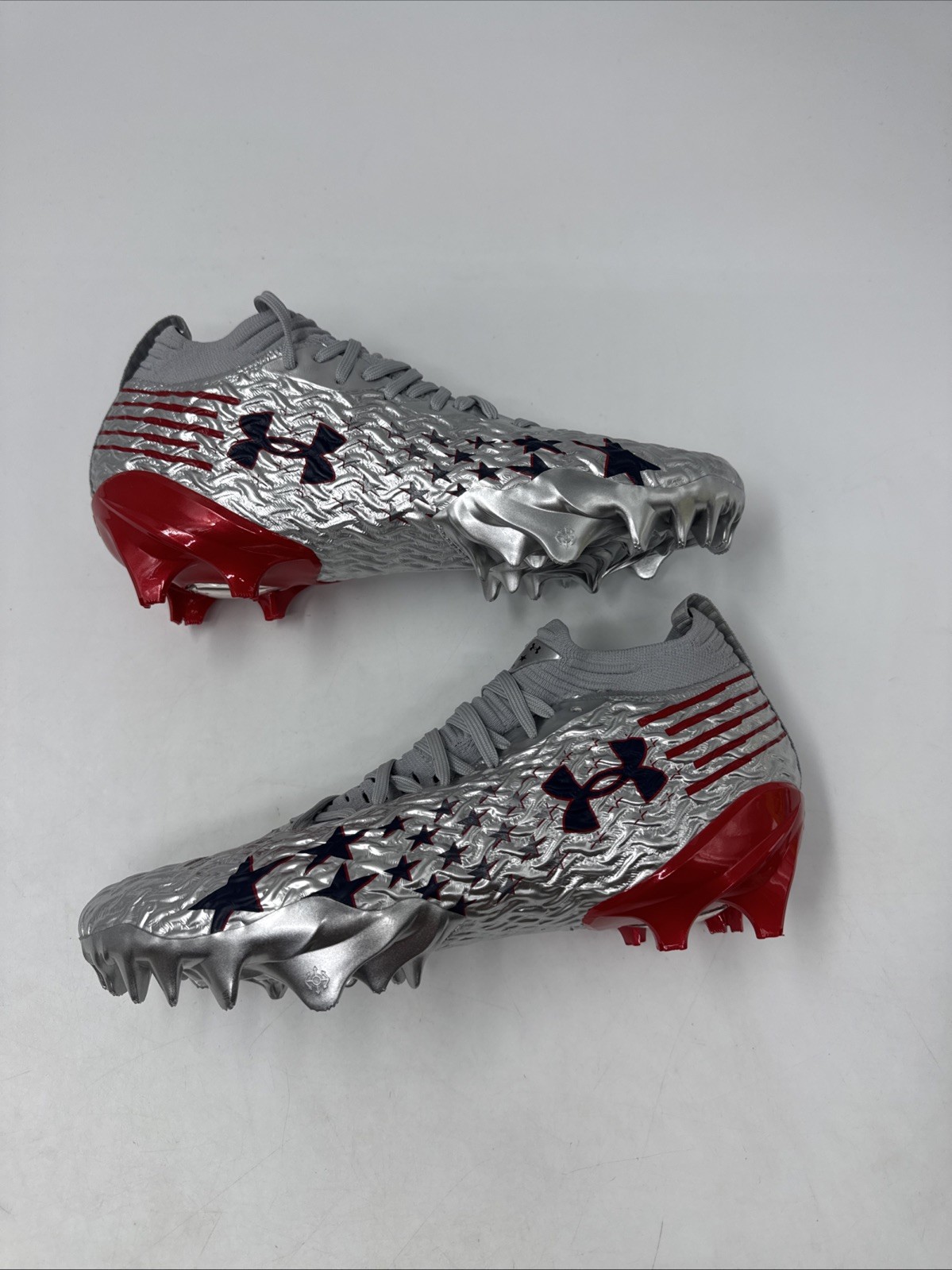 Under Armour Spotlight Pro USA Cleats Silver/Red 3028201-099 Men's Size 9.5 thumbnail 4