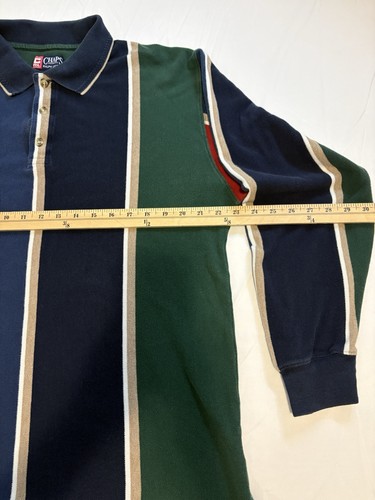 Vintage Chaps Ralph Lauren Rugby Shirt Herren LARGE rot blau schwarz grün gestreift - Bild 10 von 10