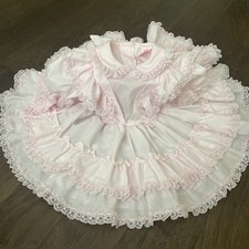 Vtg Miss Quality Pageant Pink Dress Party Full Circle Ruffles Lace