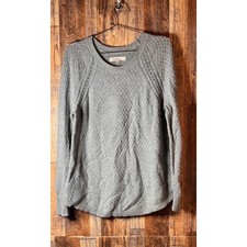 LOFT Gray Textured Knit Sweater Long Sleeve Crew Neck Casual Pullover