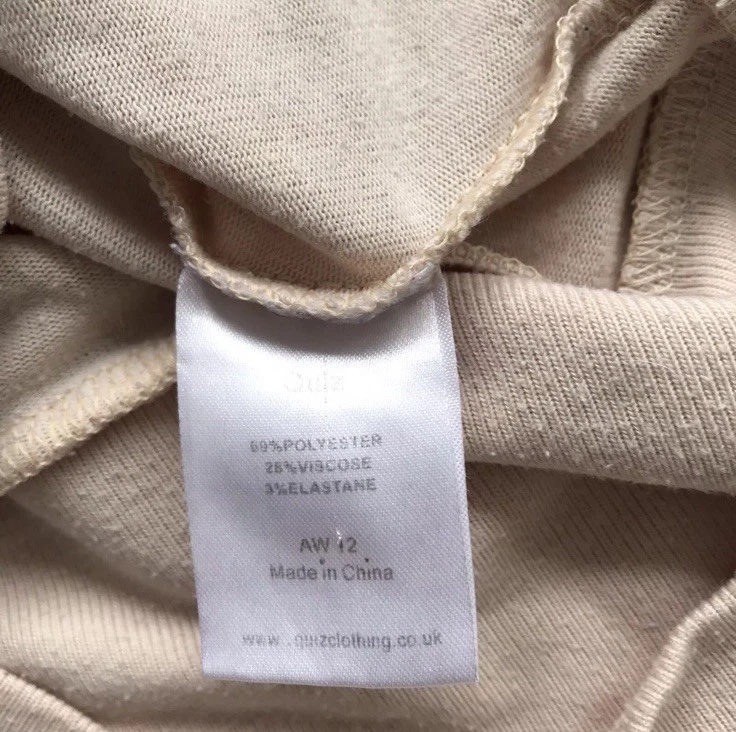 Quiz Jumper Womens Size M/L Beige Mix Long Sleeve Beaded Pre-Owned Top Polyester - Image 4 of 4