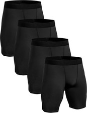 "4 Pack Compression Shorts with Pocket Men Sports Workout Performance Athletic..