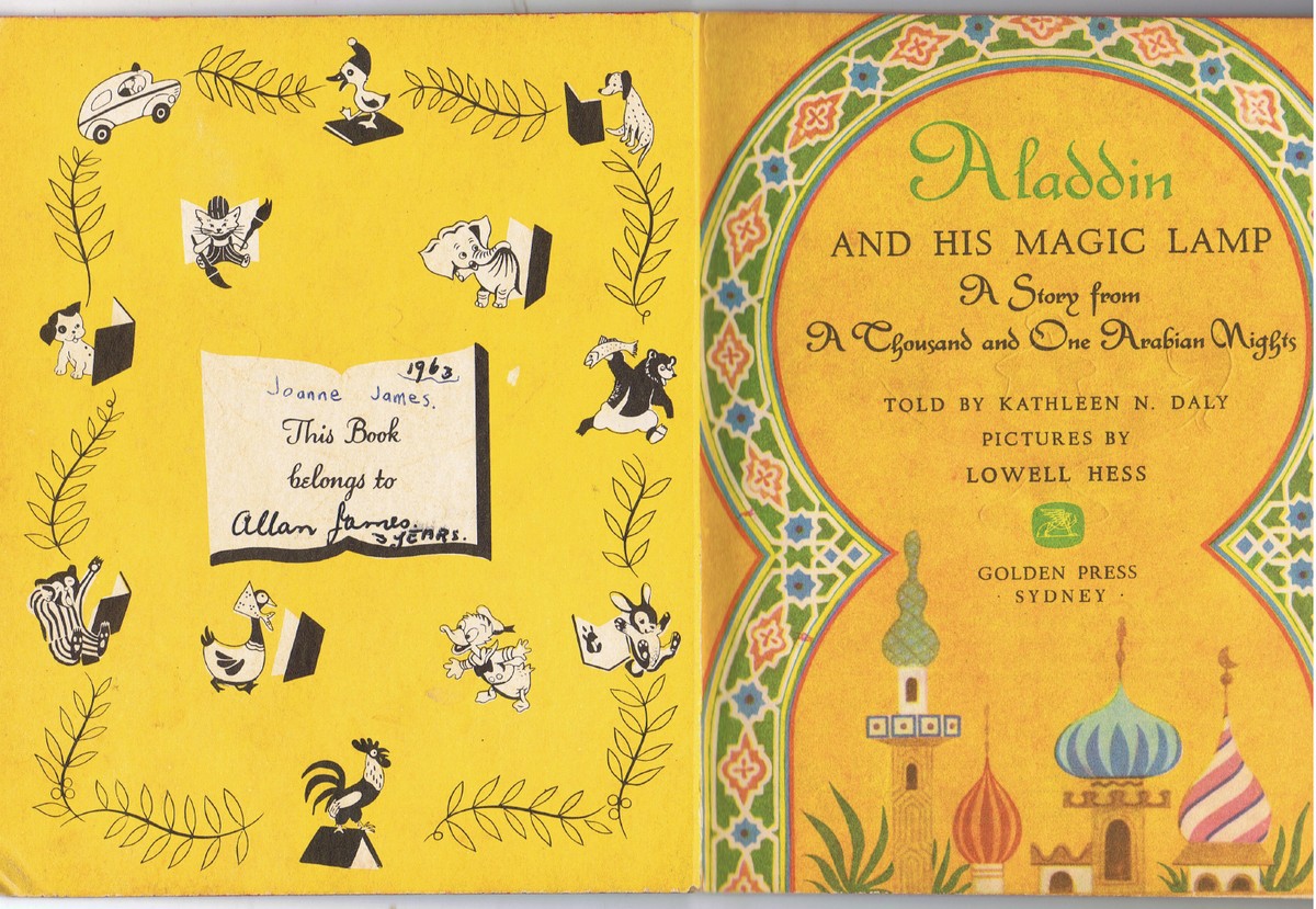 old vintage LITTLE GOLDEN BOOK Aladdin and His Magic Lamp | eBay, image size:1200x829